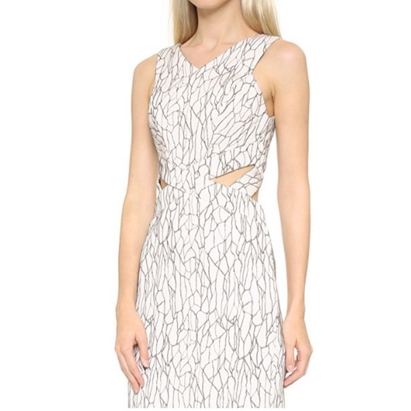 Jonathan Simkhai Black Caviar Side Cutout Midi Pencil Dress Cocktail Party Sz 0 - Picture 2 of 13